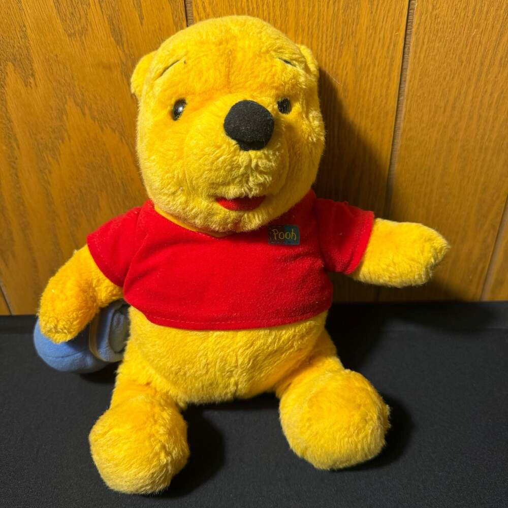 Vintage 1994 Mattel Disney Winnie the Pooh Plush Bear with Blue Honey Pot